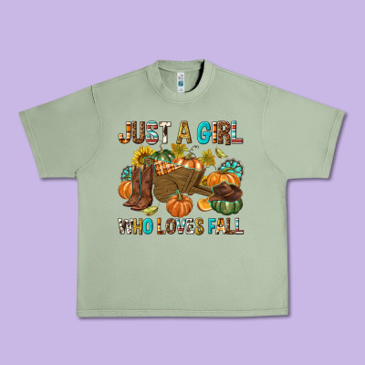 Just A Girl Who Loves Fall Urban Heavy Tee Designed By Texasbilliewilder
