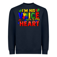 Navy I'm his voice he is my heart Heavyweight Sweatshirt - FaDigitalArtStudio