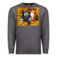 Charcoal Heather panda halloween Premium Sweatshirt - LillyAllenDesigns