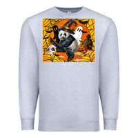 Heather Grey panda halloween Premium Sweatshirt - LillyAllenDesigns