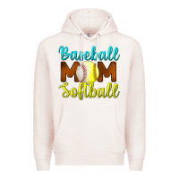 Pale Pink baseball mom softball Premium Hoodie - BundleAndBundleShop