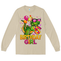 Mushroom 6th birthday girl t rex pink Long Sleeve Tee - CowGirlArtShop