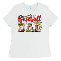 White baseball dad Ladies Tee - BundleAndBundleShop