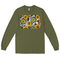 Army Green gemstone sunflower cowhide background Long Sleeve Tee - Jasminsmagicworld