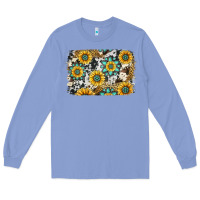 Colony Blue gemstone sunflower cowhide background Long Sleeve Tee - Jasminsmagicworld