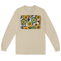 Mushroom gemstone sunflower cowhide background Long Sleeve Tee - Jasminsmagicworld