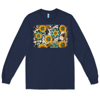 Navy gemstone sunflower cowhide background Long Sleeve Tee - Jasminsmagicworld