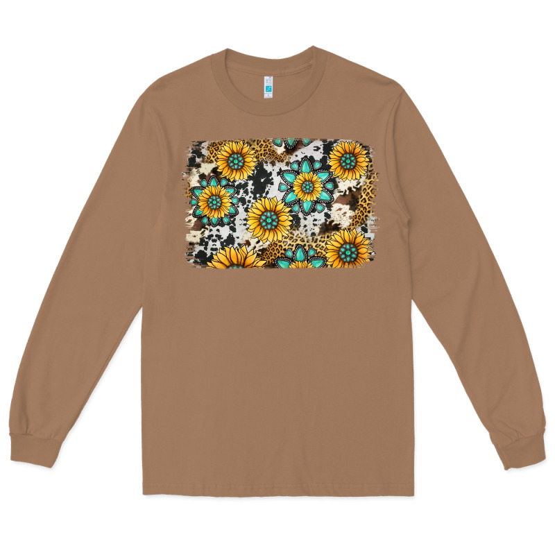 Gemstone Sunflower Cowhide Background Long Sleeve Tee by Jasminsmagicworld | Teevron
