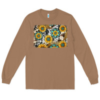 Toasted Coconut gemstone sunflower cowhide background Long Sleeve Tee - Jasminsmagicworld