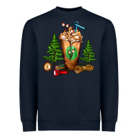 Navy camping cold drink frappe Heavyweight Sweatshirt - FaDigitalArtStudio