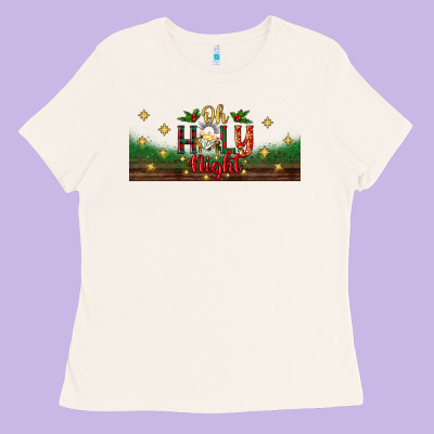 Oh Holy Night Ladies Tee Designed By Bundleandbundleshop