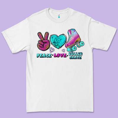 Peace Love Roller Skate Premium Tee Designed By Bundleandbundleshop