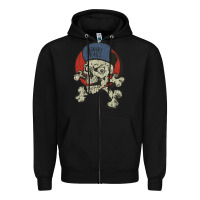 Black skate rags skull & crossbones Zipper Hoodie - tuanDangUi