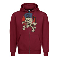 Burgundy skate rags skull & crossbones Zipper Hoodie - tuanDangUi