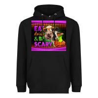 Black eat drink and be scary cow Heavyweight Hoodie - LillyAllenDesigns