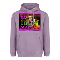 Lavender eat drink and be scary cow Heavyweight Hoodie - LillyAllenDesigns