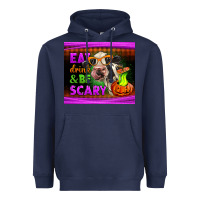 Navy eat drink and be scary cow Heavyweight Hoodie - LillyAllenDesigns