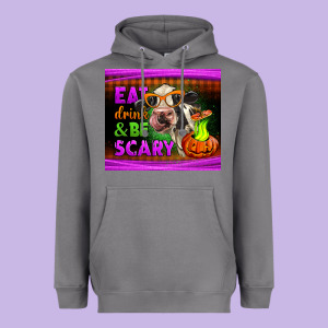 Eat Drink And Be Scary Cow Heavyweight Hoodie Designed By Lillyallendesigns