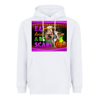 White eat drink and be scary cow Heavyweight Hoodie - LillyAllenDesigns
