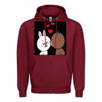 Burgundy brown bear cony bunny rabbit the kiss Zipper Hoodie - tuanDangUi