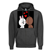 Charcoal Heather brown bear cony bunny rabbit the kiss Zipper Hoodie - tuanDangUi