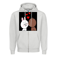 Dove Grey brown bear cony bunny rabbit the kiss Zipper Hoodie - tuanDangUi