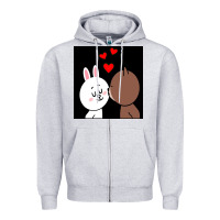 Heather Grey brown bear cony bunny rabbit the kiss Zipper Hoodie - tuanDangUi