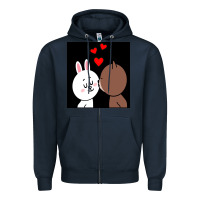 Navy brown bear cony bunny rabbit the kiss Zipper Hoodie - tuanDangUi