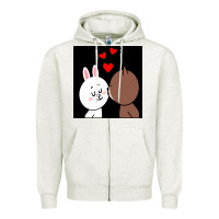 Oatmeal Heather brown bear cony bunny rabbit the kiss Zipper Hoodie - tuanDangUi