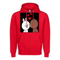 Red brown bear cony bunny rabbit the kiss Zipper Hoodie - tuanDangUi