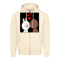 Brown Bear Cony Bunny Rabbit The Kiss Zipper Hoodie | Teevron
