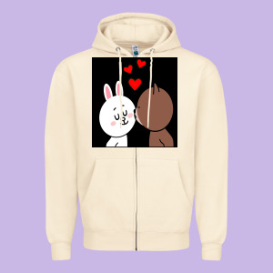 Brown Bear Cony Bunny Rabbit The Kiss Zipper Hoodie Designed By Tuandangui
