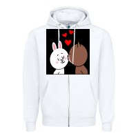 White brown bear cony bunny rabbit the kiss Zipper Hoodie - tuanDangUi
