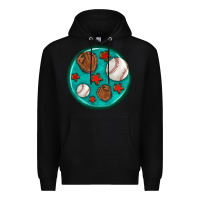 Black baseball with sunflower round earrings Premium Hoodie - BundleAndBundleShop