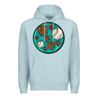Blue Mist baseball with sunflower round earrings Premium Hoodie - BundleAndBundleShop