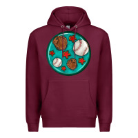 Burgundy baseball with sunflower round earrings Premium Hoodie - BundleAndBundleShop
