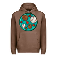 Chestnut baseball with sunflower round earrings Premium Hoodie - BundleAndBundleShop