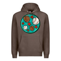 Coffee baseball with sunflower round earrings Premium Hoodie - BundleAndBundleShop