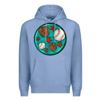 Colony Blue baseball with sunflower round earrings Premium Hoodie - BundleAndBundleShop