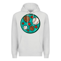Dove Grey baseball with sunflower round earrings Premium Hoodie - BundleAndBundleShop