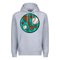 Heather Grey baseball with sunflower round earrings Premium Hoodie - BundleAndBundleShop