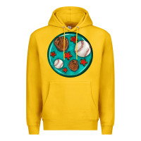 Lemon baseball with sunflower round earrings Premium Hoodie - BundleAndBundleShop