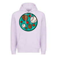 Lilac baseball with sunflower round earrings Premium Hoodie - BundleAndBundleShop