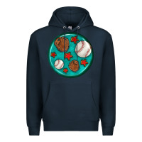 Navy baseball with sunflower round earrings Premium Hoodie - BundleAndBundleShop