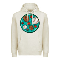 Oatmeal Heather baseball with sunflower round earrings Premium Hoodie - BundleAndBundleShop