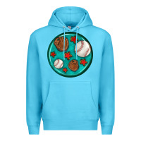 Ocean Blue baseball with sunflower round earrings Premium Hoodie - BundleAndBundleShop
