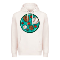 Pale Pink baseball with sunflower round earrings Premium Hoodie - BundleAndBundleShop