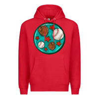 Red baseball with sunflower round earrings Premium Hoodie - BundleAndBundleShop