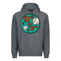 Rock baseball with sunflower round earrings Premium Hoodie - BundleAndBundleShop