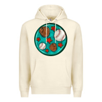 Sandshell baseball with sunflower round earrings Premium Hoodie - BundleAndBundleShop